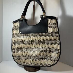 Banana Republic Purse Silver Hardware Tan and Black